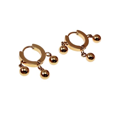 ∅14mm x 2,5mm Oorringen Dames - Verguld RVS - Oorbellen met Drie Bolhangers