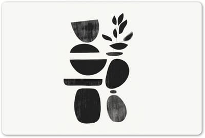 Placemats 45x30 cm - Placemat kunststof - 1 stuk - Japandi - Zwart - Abstract - Borden onderleggers - Decoratie voor op tafel - Keuken tafeldecoratie accessoires - Vinyl onderlegger - Tafelversiering