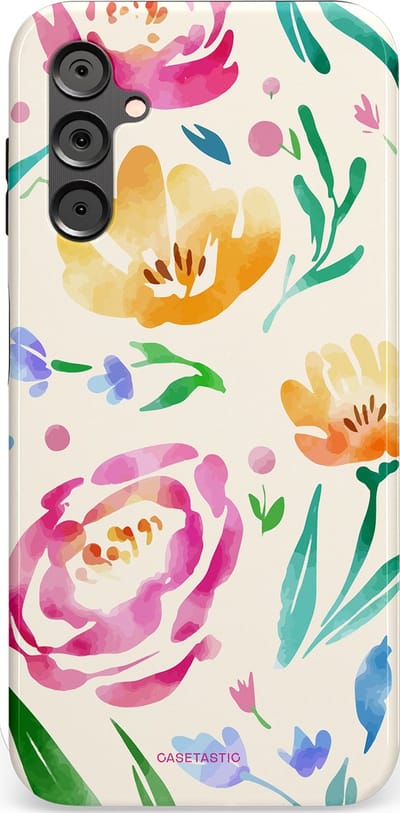 Casetastic hoesje geschikt voor Samsung Galaxy A14 (2023) 5G / Samsung Galaxy A14 (2023) 4G - Dubbellaagse bescherming - Aquarel serenade - Fashion Case - Wit Mintgroen Crème Lichtroze