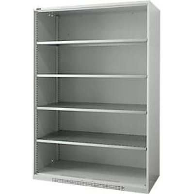 Schäfer Shop Genius FS vakkenkast, plaatstaal, met ventilatiegaten, B 1343 x D 620 x H 1950 mm, 5 OH, lichtgrijs, tot 750 kg