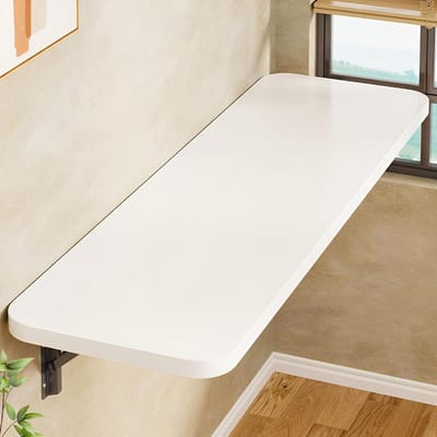 Klaptafel - Wandbureau - Ruimtebesparend werken - Veilig afgeronde randen - 90x40 cm - Houtkleur