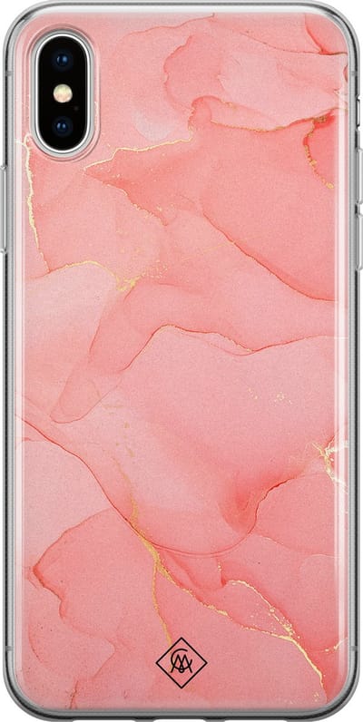 Casimoda® hoesje - Geschikt voor iPhone Xs Max - Marmer Roze - Siliconen/TPU telefoonhoesje - Backcover - Marmer - Roze