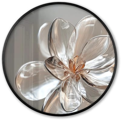 Poster in lijst Rond - Fotolijst 60x60 cm - Posters - Bloem - Glazen - Doorzichtig - Ronde posterlijst zwart - Decoratie - Wanddecoratie woonkamer - Muurdecoratie slaapkamer