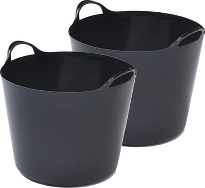 Whitefurze Flexibele emmer - 2x - 26 liter - Kunststof - Zwart - 38 x 41 x 35 cm