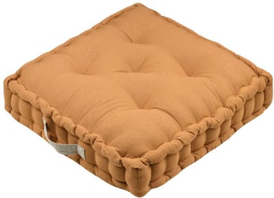 Stof Textile Vloerkussen Rilax - okergeel - katoen - 60 x 60 x 10 cm - vierkant - Extra dik - palletkussen