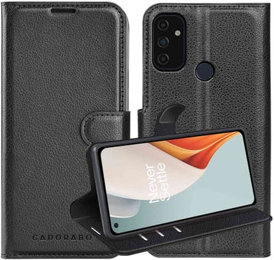 Cadorabo Hoesje geschikt voor OnePlus Nord N100 in PHANTOM ZWART - Beschermhoes met magnetische sluiting, standfunctie en kaartvakje Book Case Cover Etui