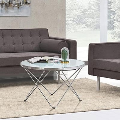 Ronde salontafel 50xØ80 cm van glas en metaal
