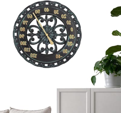 Tuinthermometer - Decoratieve thermometer - Temperatuur meten - Grote cijfers - 345 cm - Metaal look