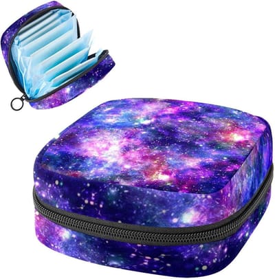 Maandverband Opbergtas - Periode Kit - Privacy Beschermen - Zakformaat Ontwerp - 12 x 17 cm - Galaxy Night