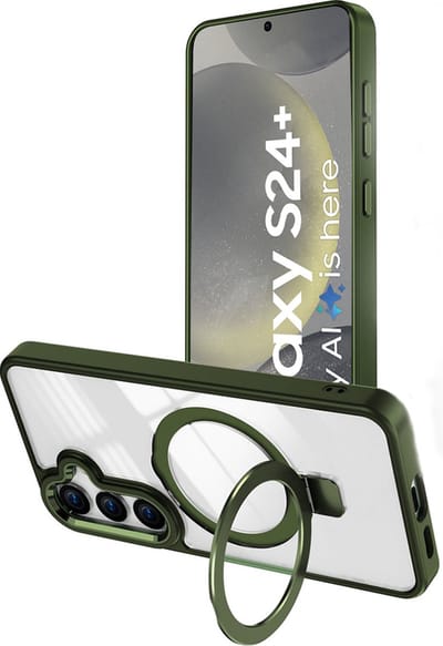 Hoesje Geschikt voor Samsung Galaxy S24 Plus hoesje - met Magnetisch Ringhouder - Arara backcover - Pine Groen