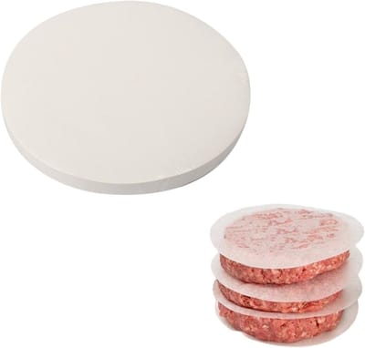 Famanu – Rond burgerpapier 100 stuks 11 cm, vetvrij en antiaanbak, geschikt voor burgerpers of grill