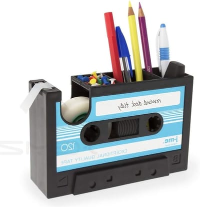 Retro Cassette Tape Penhouder, Creatieve Organizer voor Kantoorbenodigdheden, Desk Storage, Unieke Cadeau-ideeën, Blauw