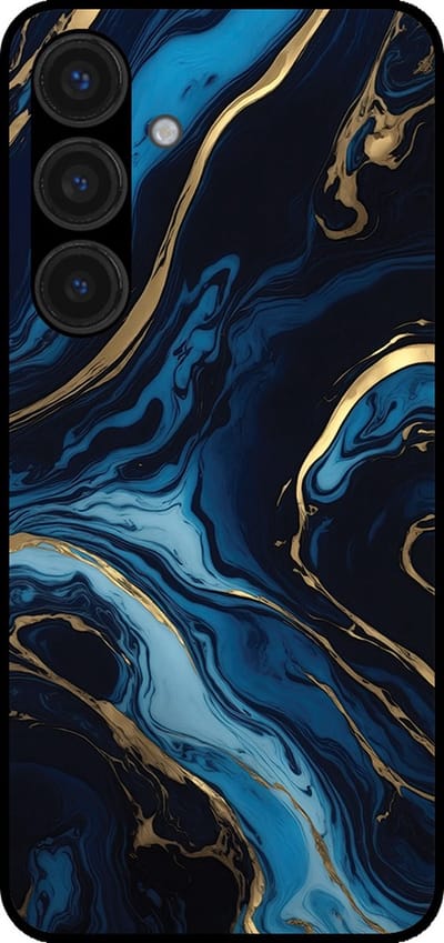 Smartphonica Telefoonhoesje geschikt voor Samsung Galaxy S24 Plus met marmer opdruk - TPU backcover case marble design - Goud Blauw geschikt voor Samsung Galaxy S24 Plus