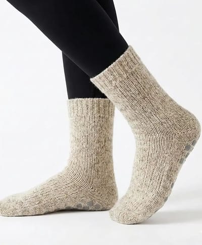 Apollo warme anti slip huissokken - Bedsokken dames en heren - Grip sokken - slaapsokken - 38 - Grijs
