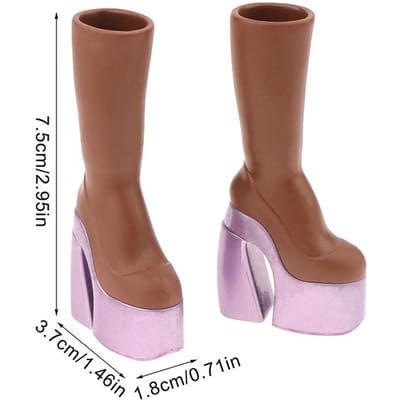 1 Paar Mini Poppen Hoge Hak Laarzen Verkleed Accessoires en Poppenhuis Kleding Decoratie voor Meisjes Rollenspel Speelgoed brown
