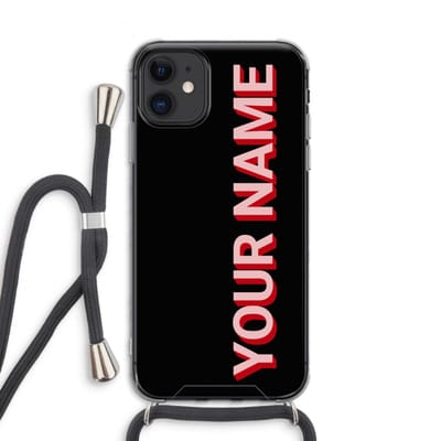 Gepersonaliseerd - Case Company® - Hoesje met koord geschikt voor iPhone 11 hoesje met Koord - Namecase - Telefoonhoesje met Zwart Koord - Extra Bescherming aan alle Kanten en Over de Schermrand