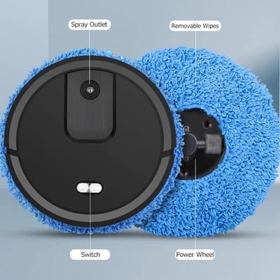 Machine à laver à plat Pulvérisation Humide et Sèche Balayeuse Intelligente USB Robot de Nettoyage Entièrement Automatique pour Enlever la Poussière et les Cheveux blanc