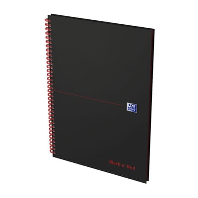 Spiraalblok oxf black en red a4 lijn 140pag 80gr | 5 stuks