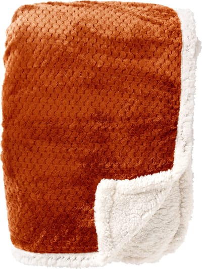 Dutch Decor - CODY - plaid 150x200 cm - sherpa fleece deken - honingraatpatroon - Potters Clay - oranje