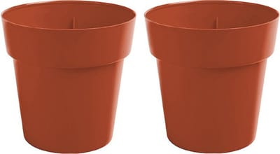 Set van 6x stuks terracotta ronde plantenpot/bloempot Melisa 20 cm kunststof - Onbreekbare plantenbakken/bloembakken - Tuin decoraties