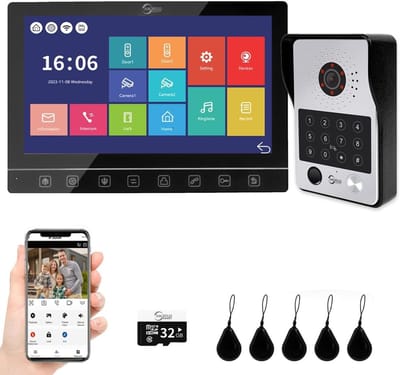 Video Deurintercom Systeem - Deurtelefoon Kit - Veilige Toegang - 5 Ontgrendel Methoden - 7 Inch Monitor - Zwart