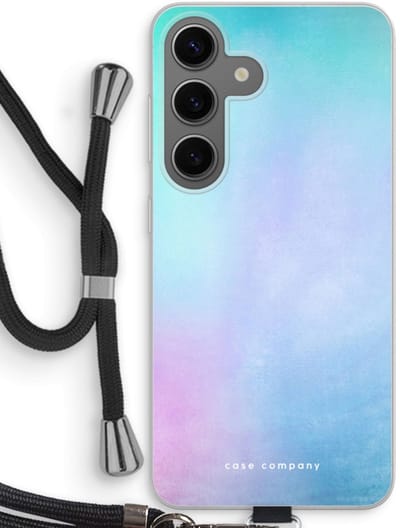 Case Company® - Hoesje met koord geschikt voor Samsung Galaxy S24 hoesje met Koord - Mist pastel - Telefoonhoesje met Zwart Koord - Bescherming aan alle Kanten en Over de Schermrand