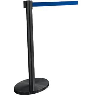 Gordelpaal GLA45, incl. bodemplaat 320 mm & gordelcassette 2,3 m verlenging, H 955 mm, metaal, zwart, gordel blauw