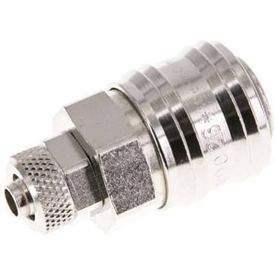 Vernikkeld Messing DN 7.2 (Euro) Luchtkoppeling Snelkoppeling 6x8 mm Push-On Double Shut-Off - CLS7-N-BN-SV-P-6