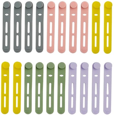 Dailygoods- Siliconen Kabelbinders - Set van 20 - Herbruikbaar - Afsluitbaar - Kleurrijk - Voor Kabels - Ideaal voor Hoofdtelefoons en Opladers