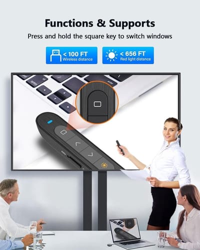 Draadloze Presentator met Laserpointer en Volume Controle voor Professionele Presentaties en Vergaderingen