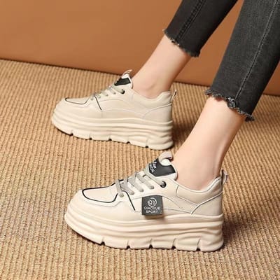 Lente Nieuwe Dikke Zool Muffin Schoenen Koreaanse Versie Alles-match Casual Kleurblok Hoogteverhogende Sportschoenen Dames 40