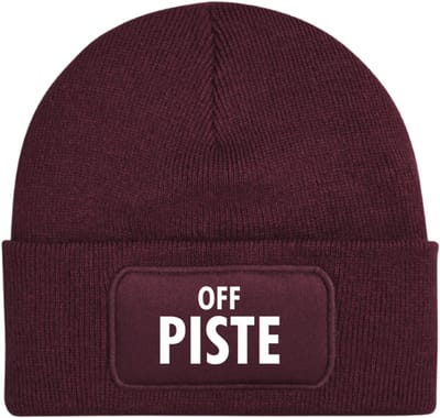 Off piste wintermuts burgundy | wit - soBAD. | Unisex | Skimuts | Muts | Kou | met grappige tekst | Winter | Beanie | Bordeaux rood