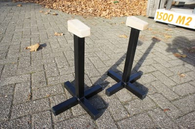 Acro turn handstand paaltjes HOOG set van 2 staal/hout zwart