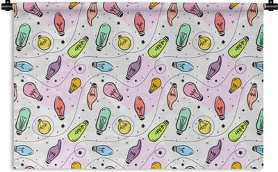 Wandkleed - Wanddoek - Pastel - Regenboog - Lamp - Patronen - 180x120 cm - Wandtapijt