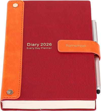 Dagboek 2026 - Agenda Planner - Dagelijkse Planning - Pagina per Dag - A5 Formaat - Rood