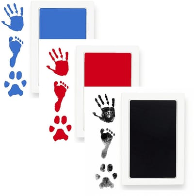 Inktpad - Hand- en voetafdruk - Baby's - Pootafdruk huisdier - Stempelset - Inktkussen en kaartjes - Roze - Jonyx