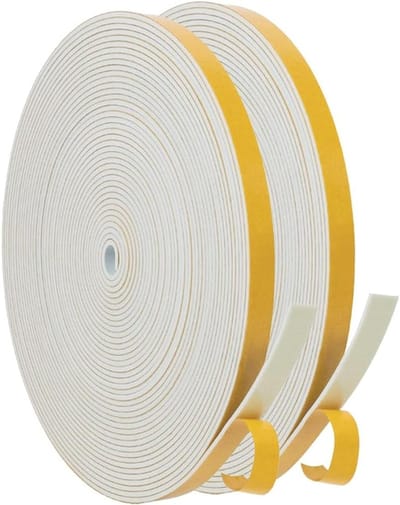 Zelfklevende Sealing Tape voor Deuren en Ramen, 6mm x 1.5mm x 20m, Geluidsisolatie, Rubber Dichtstrip en Schokabsorberende Tape (2 Rollen van 10m)