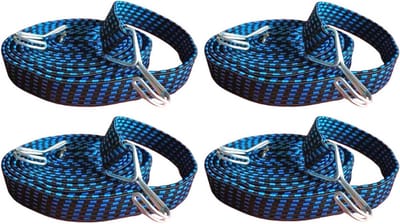 Platte Bungee Koorden - Elastische Spanbanden - Bagage Vervoeren - Verstelbaar met Haken - 200 cm Lengte - Zwart