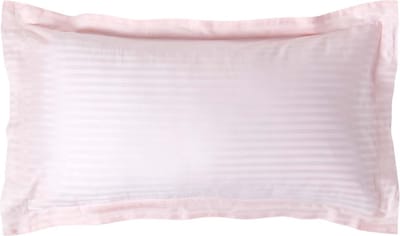Homescapes Satijn Streep Katoen Kussensloop 50x90 cm met Sierrand – Roze – 100% Egyptisch Katoen Satijn – Draaddichtheid 330