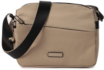 Hedgren Neutron M – Crossbodytas Medium – Water- en stofafstotend – Verstelbare schouderriem – Met sleutelhaak – Polyester - Stone Beige