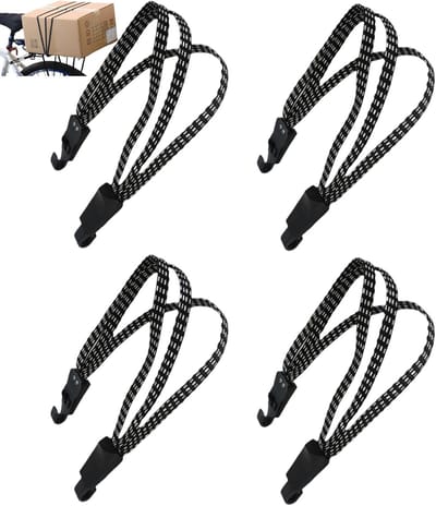 Bagagespanners voor Fiets - Zwart - 40, 60, 70 en 90 cm - Elastische Spanners met Haken - Voor Fiets, Motorfiets en Camping