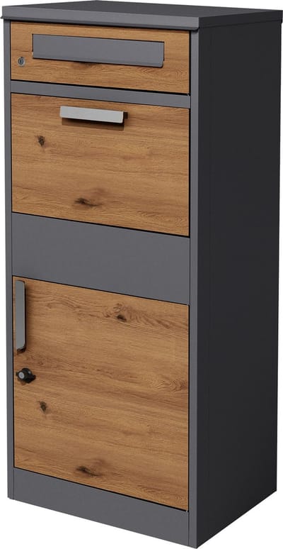 Pakketbrievenbus 50x112x37 cm antraciet/eikenlook van gegalvaniseerd staal ML design