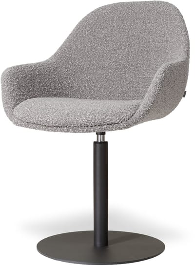 Nolon Niva-Mae Draaibare Tulp Eetkamerstoel Bouclé Taupe - Mat Zwart Onderstel - Comfortabel - Armstoel