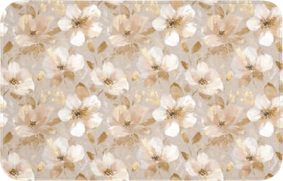 Badmat 80x50 cm - Antislip - Bloemen - artistiek - Goud - Badmatten voor badkamer - Badkamermat - Douchemat - Badkamer mat