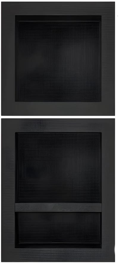 Douchenis - Wandnis - Inbouwnissen- Voor Badkamer & Douche - Zwart - 3 vakken - 41x41cm + 41 × 51 cm