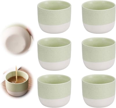 Set van 6 Kleurige Keramische Espresso Kopjes van 150 ml, Dikke Wand, Handvatloze Koffiekopjes voor Espresso, Mocha en Thee