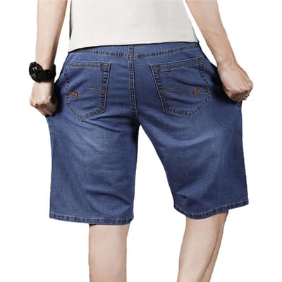 Shorts d'été en jean pour homme Bouton Braguette Fermeture Éclair Jambe Droite Poches Design Couleur Unique Bas Courts Streetwear Tissu Respirant 32 gray
