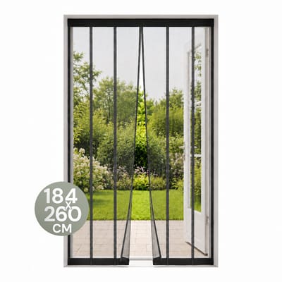 O'DADDY® Vliegengordijn Lamellenhor - 184x260 cm - Deurgordijn - Hordeur - Aanpasbaar Ontwerp - Glasvezel - Deurhor Zwart