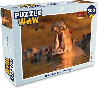 Puzzel Nijlpaarden - Water - Legpuzzel - Puzzel 500 stukjes