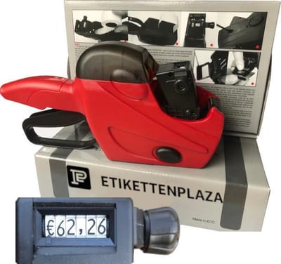 Etikettenplaza U6 prijstang voor de afdruk van 6 tekens en geleverd incl. rol etiketten 26x12mm en inktrol